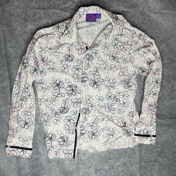 Jimi Hendrix Experience Shirt Mens XL Purple Label Floral Embroidered Button Up - Picture 1 of 5